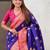Violet ethnic motifs woven design zari  kanjeevaram saree