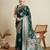 Green ethnic motifs woven design zari banarasi saree