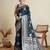 Teal ethnic motifs woven design zari banarasi saree with blouse piece