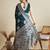 Teal ethnic motifs woven design zari banarasi saree with blouse piece