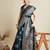 Teal ethnic motifs woven design zari banarasi saree with blouse piece