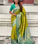 Green woven design zari kanjeevaram saree