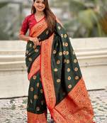 Green woven design zari kanjeevaram saree
