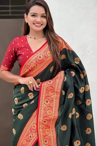 Green woven design zari kanjeevaram saree