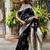 Black woven design zari silk blend banarasi saree