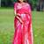Pink woven design zari silk blend banarasi saree