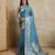 Blue woven design zardozi satin mysore silk saree