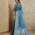 Blue woven design zardozi satin mysore silk saree