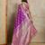Violet woven design zardozi satin designer mysore silk saree
