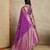 Purple woven design zardozi satin mysore silk saree