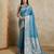 Teal woven design zardozi satin mysore silk saree