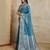 Teal woven design zardozi satin mysore silk saree