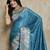 Teal woven design zardozi satin mysore silk saree