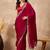 Maroon embellished embroidered saree with cut work border