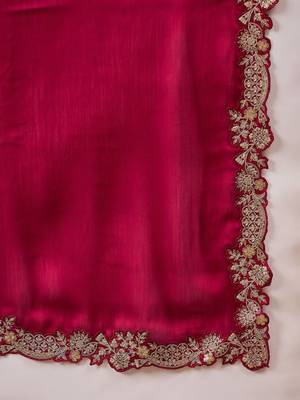 Maroon embellished embroidered saree with cut work border 4