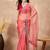Pink mukaish organza saree with embellished border