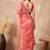 Pink mukaish organza saree with embellished border