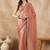 Peach beads and stones  chiffon designer saree