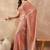 Peach beads and stones  chiffon designer saree