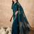Teal floral embroidered  chiffon saree