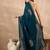 Teal floral embroidered  chiffon saree