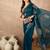 Teal floral embroidered  chiffon saree