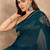Teal floral embroidered  chiffon saree