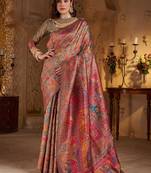 Multicolor ethnic motifs silk blend heavy work banarasi saree