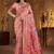 Pink ethnic motifs embroidered silk blend heavy work banarasi saree