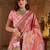 Pink ethnic motifs embroidered silk blend heavy work banarasi saree
