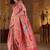 Pink ethnic motifs embroidered silk blend heavy work banarasi saree