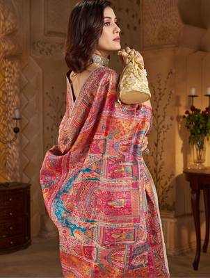 Cream ethnic motifs zari silk blend heavy work banarasi saree 2