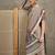 Cream ethnic motifs ajrak printed  crepe block print saree