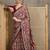 Red floral ajrak printed  crepe block print saree