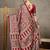 Red floral ajrak printed  crepe block print saree