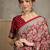 Red floral ajrak printed  crepe block print saree