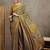 Mustard floral ajrak printed  crepe block print saree
