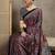 Black floral ajrak printed  crepe saree