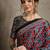 Black floral ajrak printed  crepe saree