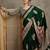 Green women floral ajrak  crepe block print saree