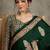 Green women floral ajrak  crepe block print saree