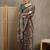 Green floral ajrak printed  crepe block print saree