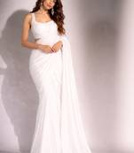 White tissue designer saree