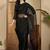 Black embroidered organza saree with blouse piece