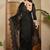 Black embroidered organza saree with blouse piece