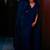 Navy blue poly georgette designer saree