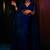 Navy blue poly georgette designer saree