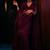 Maroon satin fusion saree