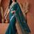 Teal embellished embroidered tissue heavy work fashion saree