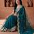 Teal embellished embroidered tissue heavy work fashion saree